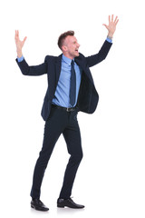 business man cheering