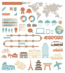 Obraz premium Tourism infographic set with colorful icons. Vector design