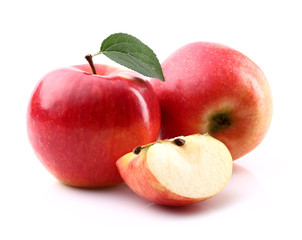 Ripe apples with slice