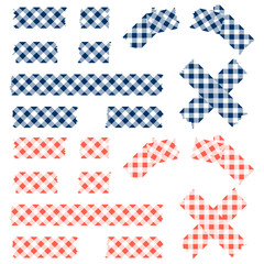 Klebestreifen Karo Muster - blau und rot