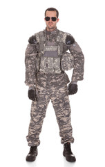 Portrait Of Soldier With Rifle