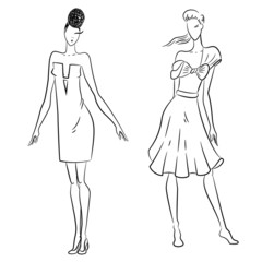 The sketch of women in different poses