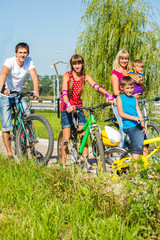 Family on bikes