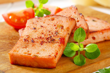 Pan- fried Leberkase