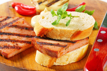 Grilled Leberkase sandwich