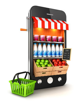 3d supermarket smartphone