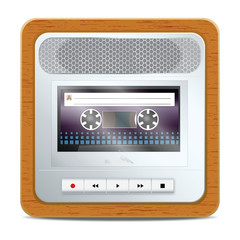 Cassette recorder square icon