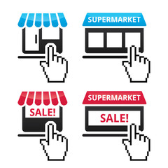 Obraz premium Shop, supermarket, sale icons with cursor hand icon