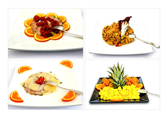 Collage Menu - full meal, from appetizers to fruit