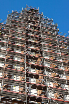 Building renovation - outside facade scaffolding