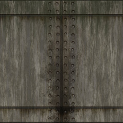 Old grungy brushed steel tiles with bolts seamless texture