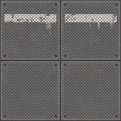 Aged, rugged anti-slip metal grid-tile texture