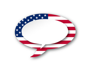 USA FLAG Speech Bubble Icon (united states of america button)