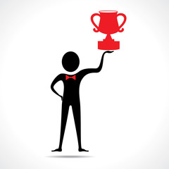 Man holding a trophy vector