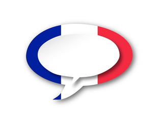 FRENCH LANGUAGE Icon (france flag speech bubble fran&ccedil;ais button)