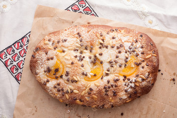 Traditional Catalan chocolate and candied orange brioche