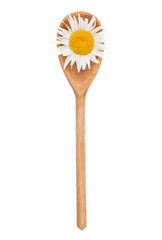 Wooden spoon with chamomile