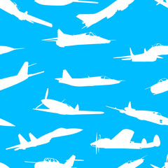 Naklejka premium combat aircraft silhouettes. vector illustration . Seamless wal