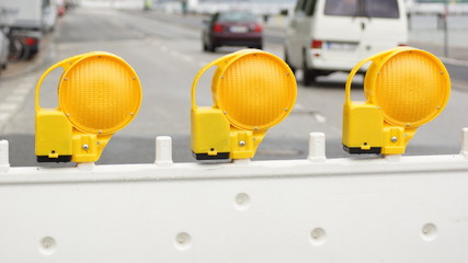 street blocking - three yellow warning sign