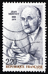 Postage stamp France 1988 Jean Monnet, Honorary Citizen of Europ