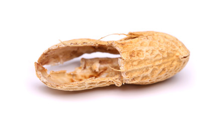 peel of peanut close-up on the white background