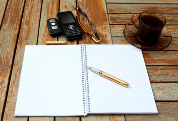 Morning business man on the porch of his house