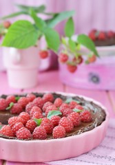 Chocolate and raspberry tart