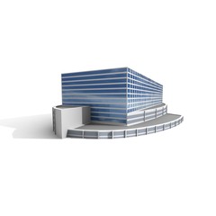Modern office on white background, 3D render.