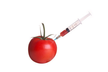 tomato, syringe,injection, food,isolated,medical,juist