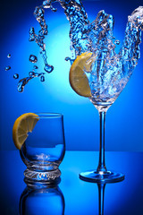 water glass blue lemon objekt clean