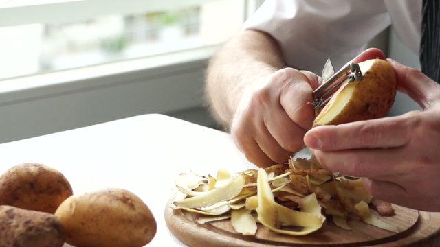 Peeling Potatoes at home