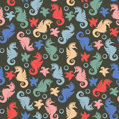 Cute background seahorses.