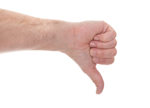 Male Hand Showing Thumb Down Sign