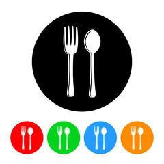 Silverware Food Icon with Color Variations