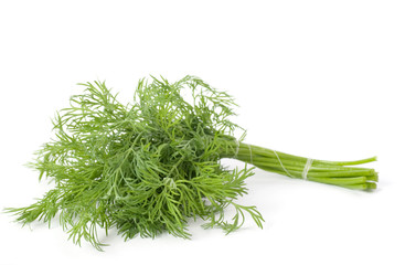 Healthy seasonal raw green dill on the white