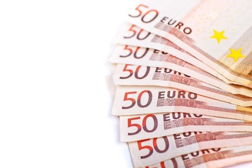 Fifty Euros Bills Isolated