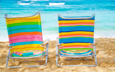 Beach chairs by the ocean