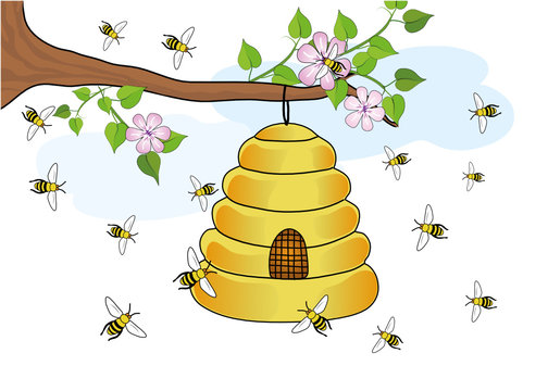 Bienensock am Baum