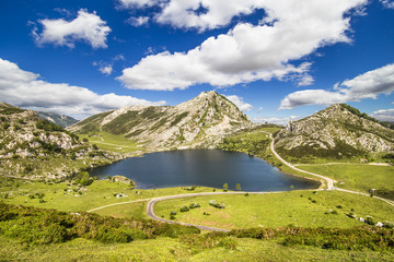 Lake Enol, lakes of Covadonga, Asturias , Spain