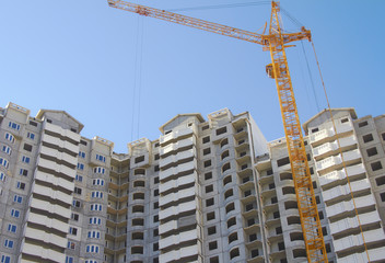 Building construction site with cranes