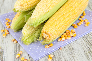 Fresh corn vegetable on wooden table