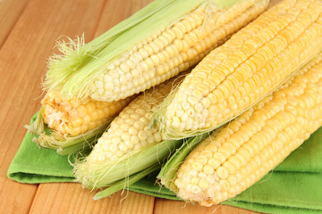 Fresh corn vegetable on wooden table