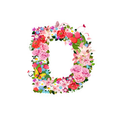 Romantic letter of beautiful flowers D
