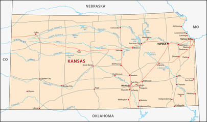 Fototapeta na wymiar Kansas map
