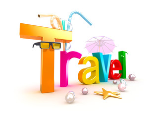 Treavel colorful concept isolated on white