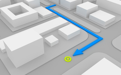 Navigation route on 3d map