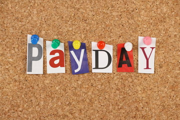 Payday on a cork notice board