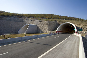 Tunnel on the highway near town Split in Croatia