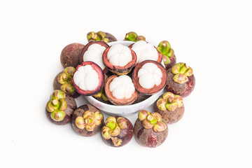 asian tropical mangosteen fruit on dish
