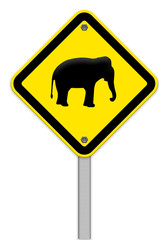 Elephant warning traffic sign,part of a series